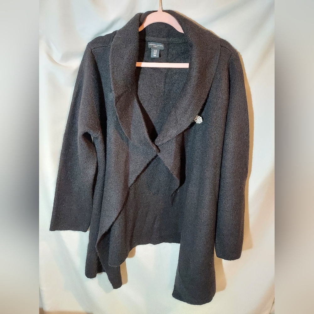 Adrienne Vittadini Vintage Elegant Black Plus Size Wool Blend Wrap